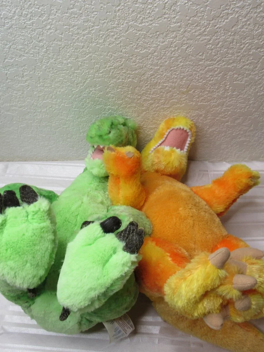 Build-A-Bear Workshop Dinosaur Plush Toy Set of 2 Green T-Rex & Orange Raptor
